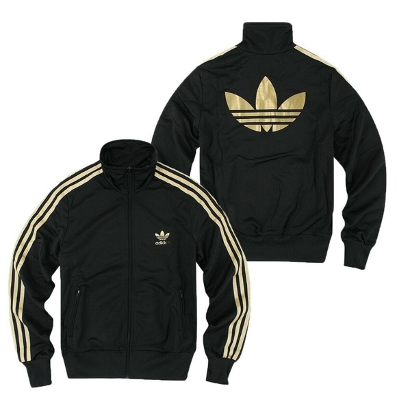 adidas track jacket gold stripe